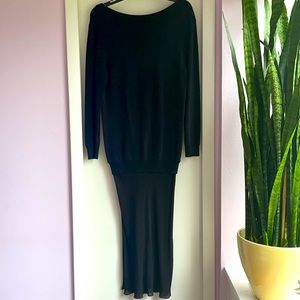Alexander Wang black sweater dress w sheer silk skirt size 2